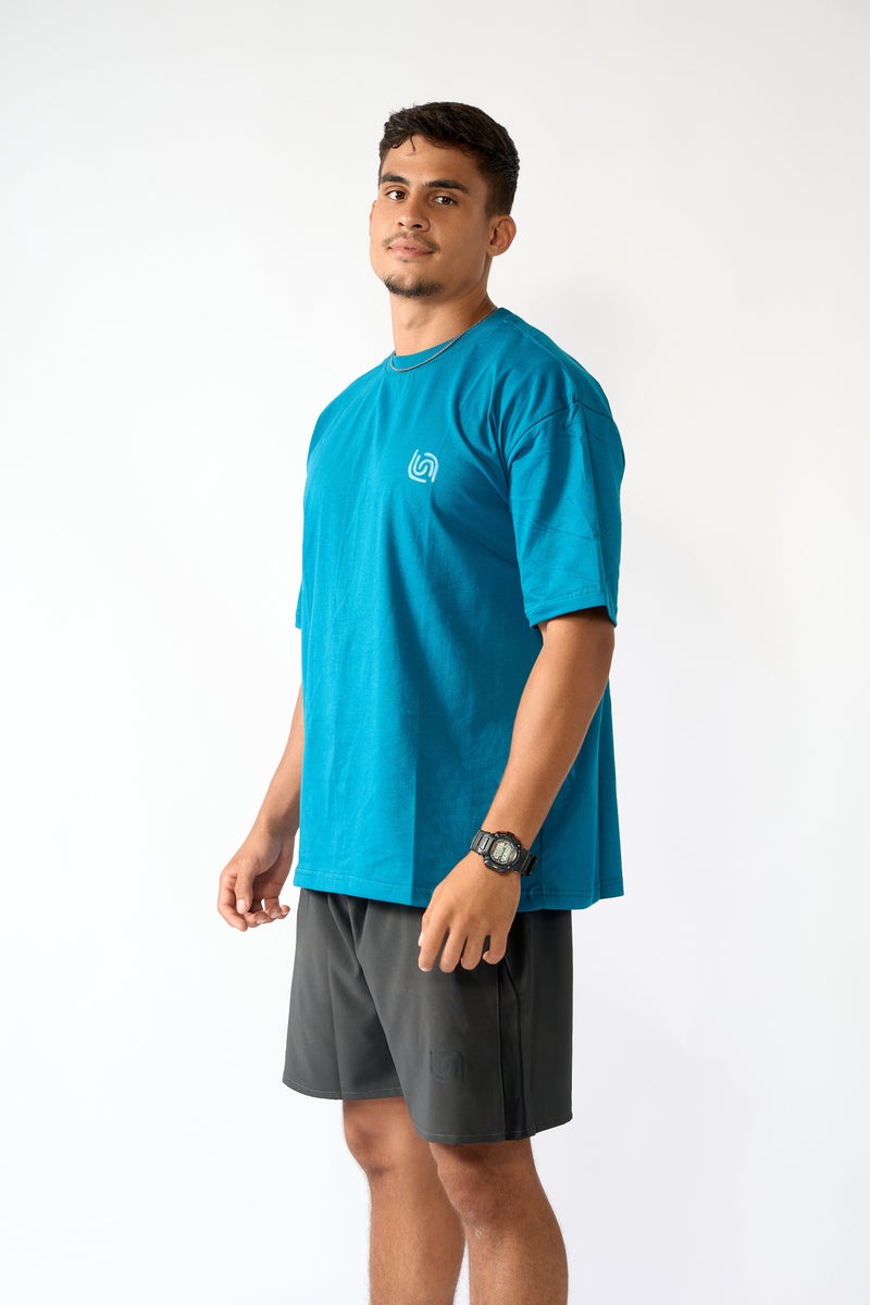 Beyond unisex Sky Blue Cotton oversized t-shirt - Image 2